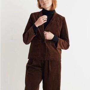 Madewell Dorset Corduroy Crop Blazer in Forage Brown - XL